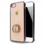 Wholesale iPhone SE (2020) / 8 / 7 Clear Electroplate Ring Stand Case (Navy Blue)